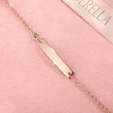 Pink zlatna narukvica turmalin za malu princezu sa posvetom