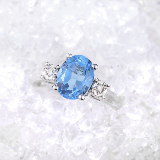 Plavi Topaz prsten sa dijamantima