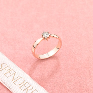 Verenički prsten u pink zlatu sa brilijantom 0.32ct