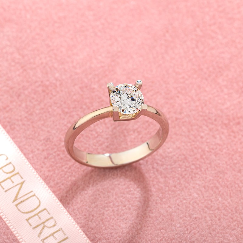 Verenički prsten u roze zlatu sa dijamantom 1ct