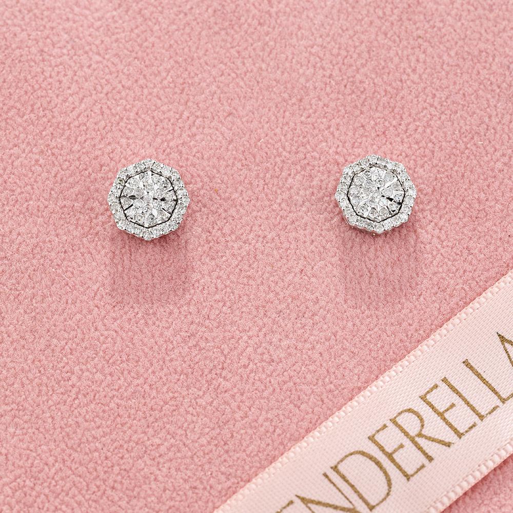 Zlatne mindjuše sa dijamantima 0.37ct u belom 14k zlatu